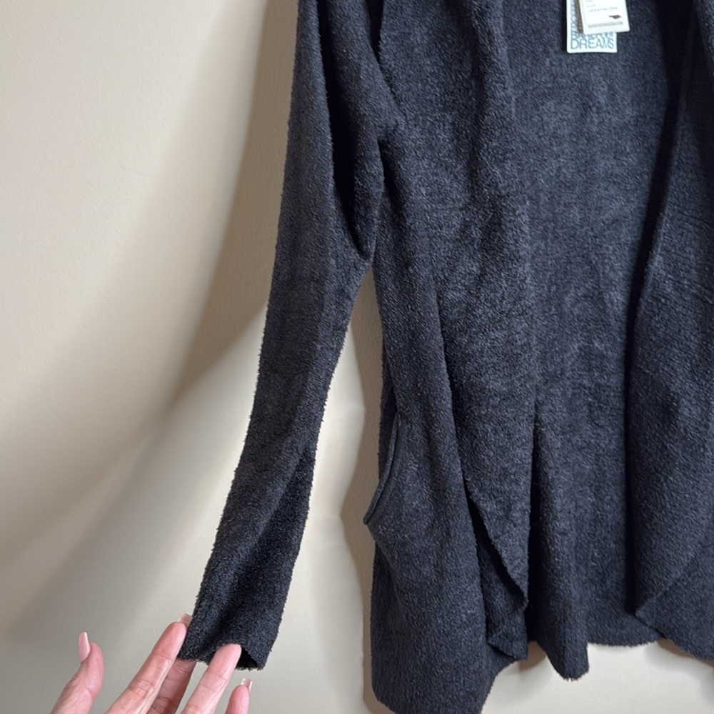 Barefoot Dreams Long Sleeve CozyChic Lite Circle Lounge Cardigan Style 452 Black - Picture 4 of 5
